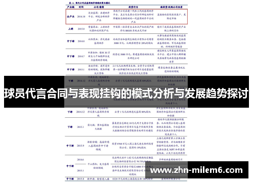 球员代言合同与表现挂钩的模式分析与发展趋势探讨