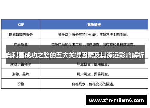 奥利塞成功之路的五大关键因素及其深远影响解析